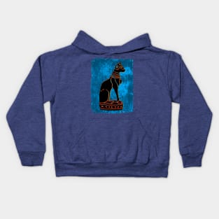 Bastet Cat - BLACK/ORANGE/BLUE Kids Hoodie